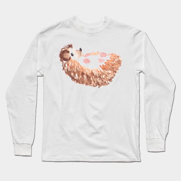 Rolly Polly Hedgehog Long Sleeve T-Shirt by RadDadArt